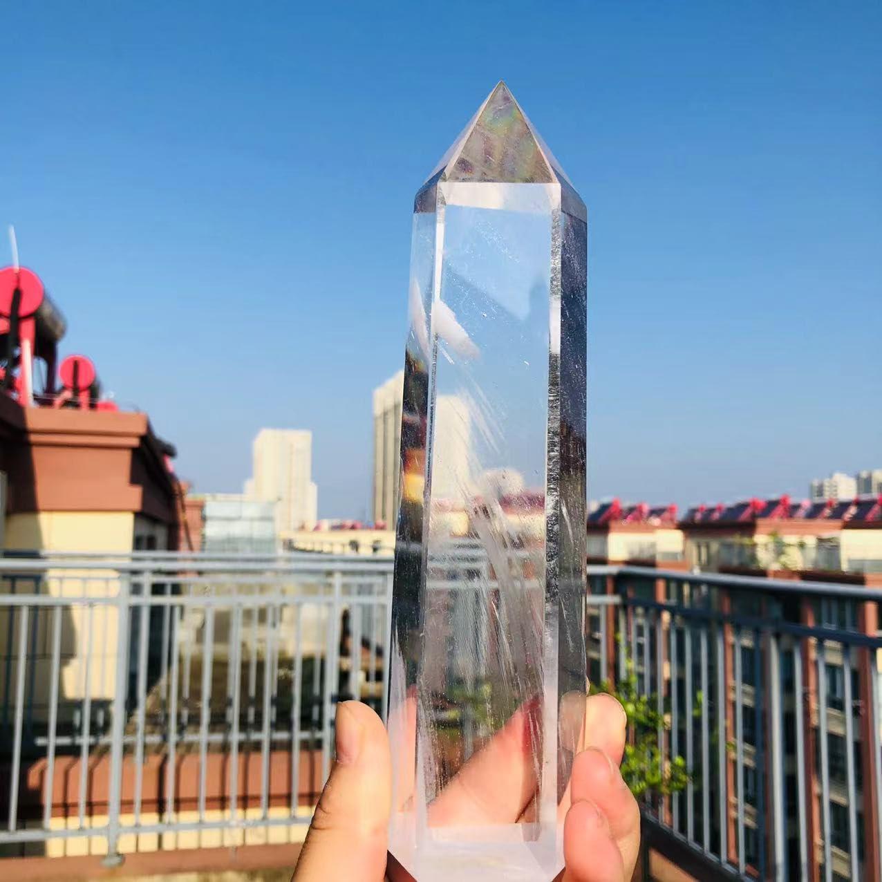 BEINUANCRYSTAL Big Size Clear Melting Stone Quartz Obelisk Crystal Wand Point Healing Fengshui for Home Decoration 1PC (1400g-1600g)