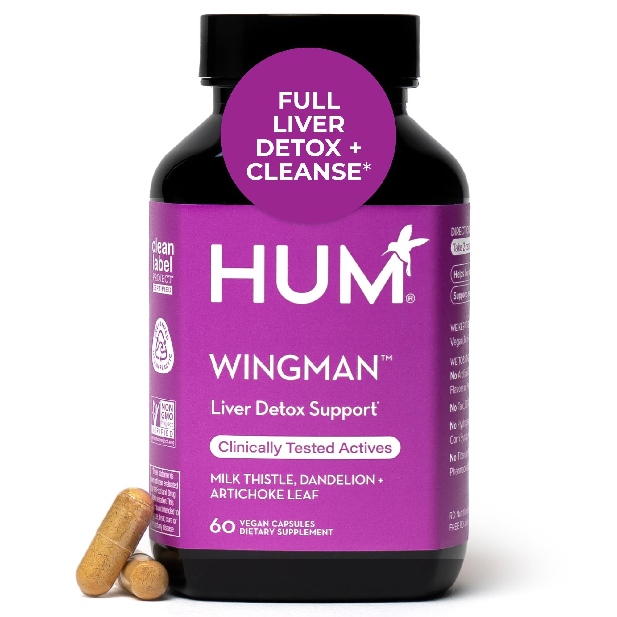 HUM HUM Wing Man - Liver Detox and Liver Support Supplement with Milk Thistle, Dandelion Root Powder & Artichoke Leaf Extract - Helps Flush Liver of Toxins (60-Count)