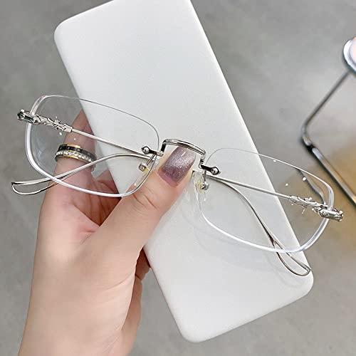 WEBUP WEBUP 2.0 Rimless Computer Reading Glasses Mens Reading Glasses Ultralight Frameless Glasses Men Blue Light Blocking Eyewear (Color : Silver, Size : Diopter+2.5)