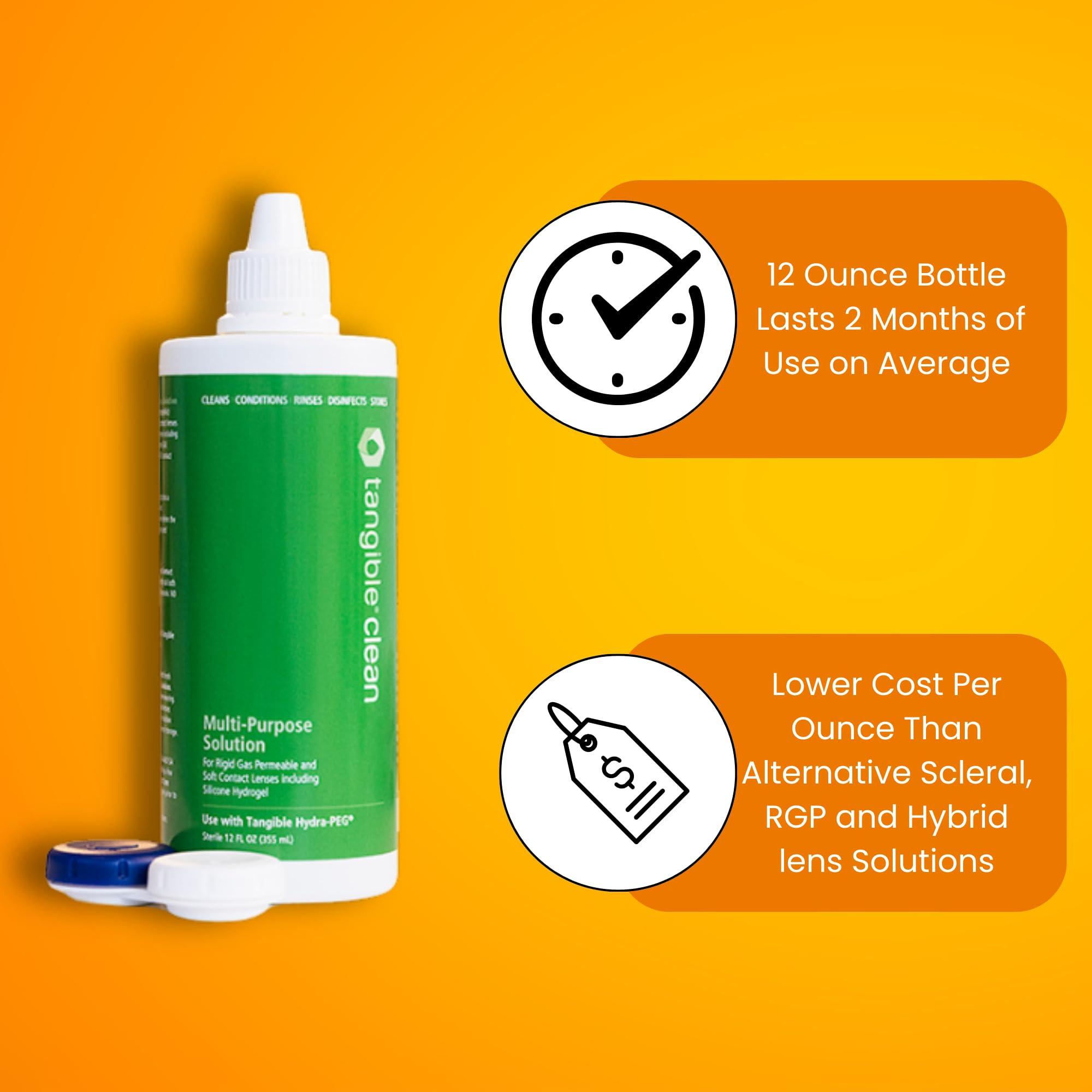 Tangible Tangible Clean Multi-Purpose Contact Lens Solution for Scleral and Gas Permeable Contact Lenses, with Lens Case, 12 Fl Oz