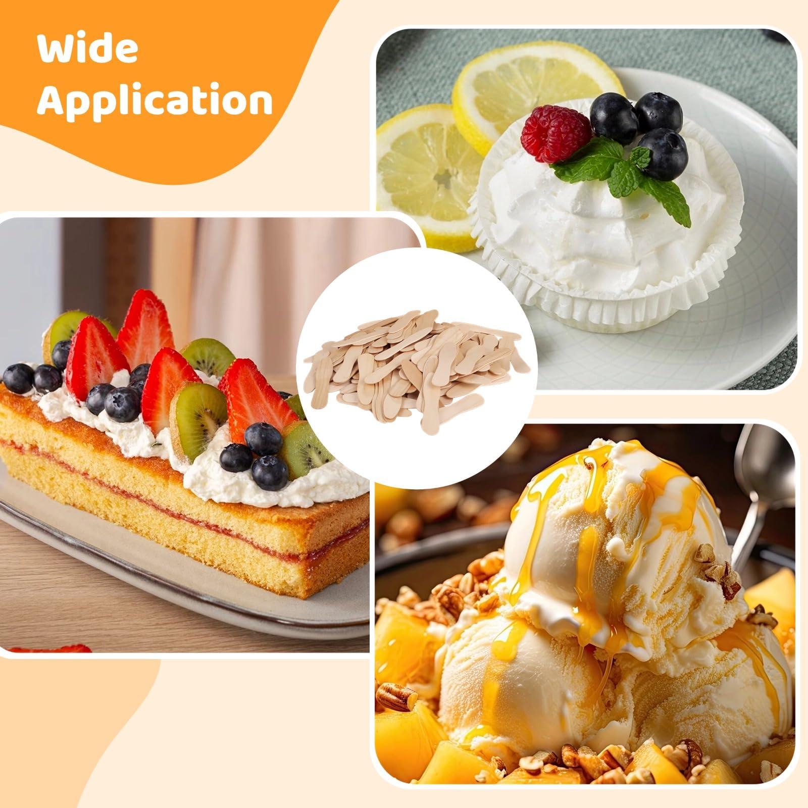 Tideme 2000 Pcs Wooden Ice Cream Sample Spoons Bulk Disposable Honey Gelato Tasting Sticks Mini Wood Chocolate Hot Cocoa Summer Essential Stick Small Wedding Dessert Spoon for Sampling, Craft, 3 Inches