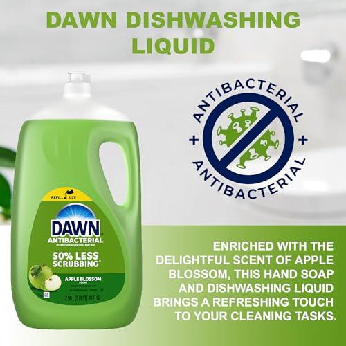 VITALVARIETY Dawn Dish Soap Dishwashing Liquid Refill Hand Soap 90 oz. Apple Blossom Scent Bundled with Microfiber Cleaning Cloth