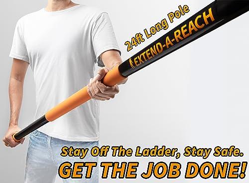EXTEND-A-REACH 20 Foot Exterior House Cleaning Brush Set with 5-12 ft Extension Pole // Vinyl Siding Brushes with Telescopic Extendable Pole & Window Cleaning Squeegee Tool // The Ultimate Extension Scrub Brush Set