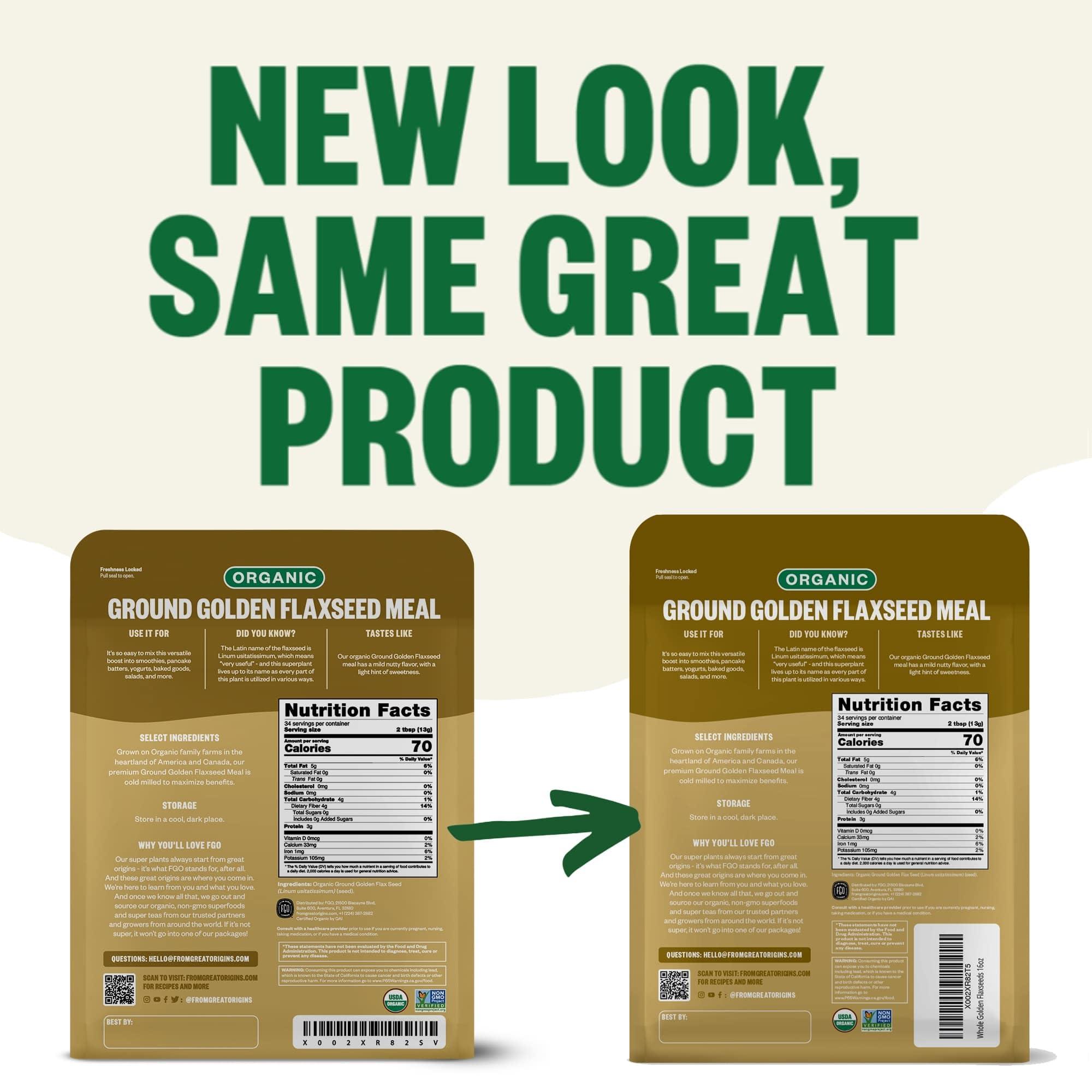 FGO FGO Organic Ground Golden Flaxseed Meal, Cold Milled, Grown in USA, 2 Pound (Pack of 1)