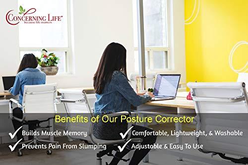 CONCERNING LIFE Posture Corrector For Men and Women - Upper Back Brace Posture Corrector - Back Support Brace - Helps Clavicle Support , Adjustable Back Straightener Helps back Pain Relief Neck, Back & Shoulder,