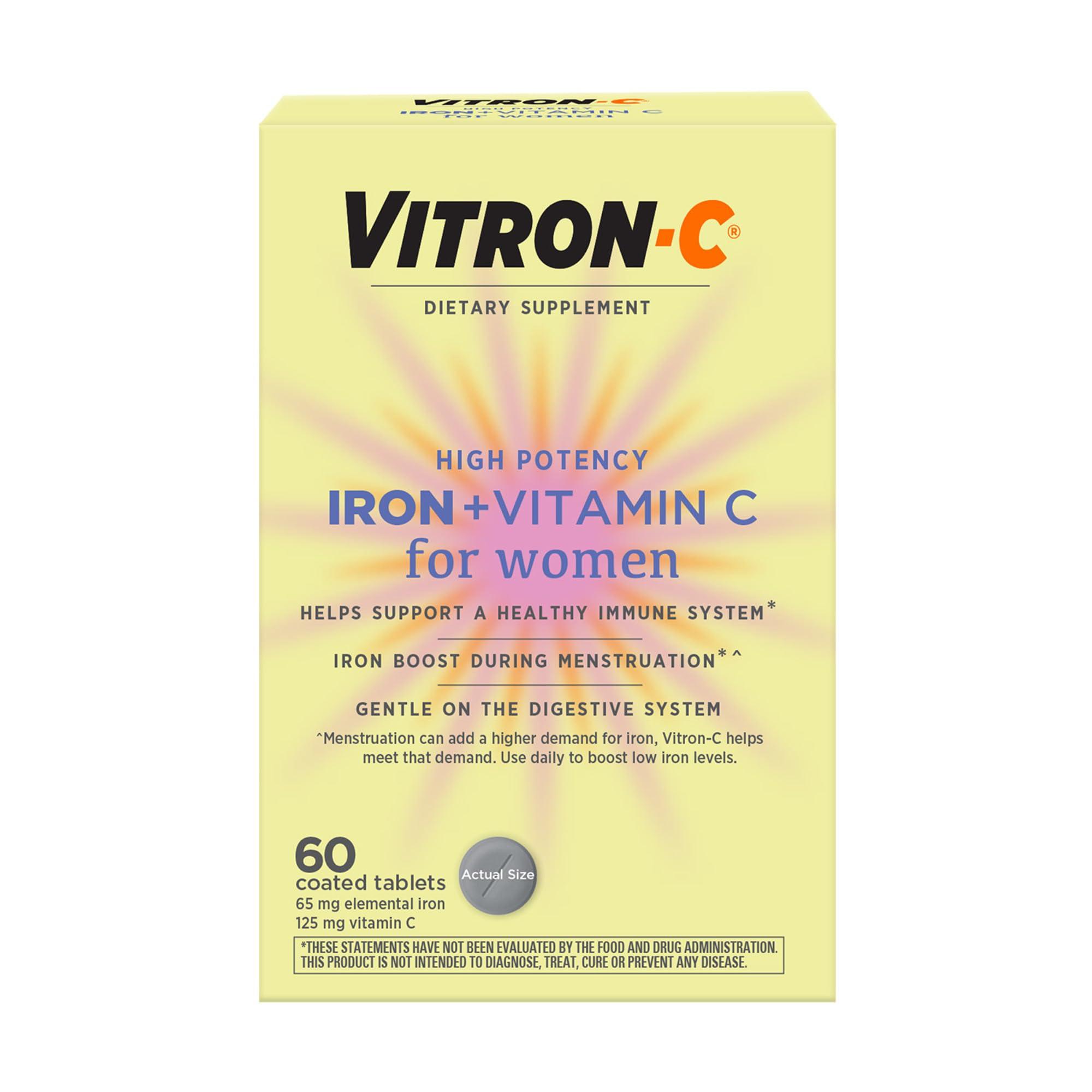 Vitron-C Vitron-C High Potency Iron Supplement, Immune Support, 125mg Vitamin C, 60 Count, Pack of 1