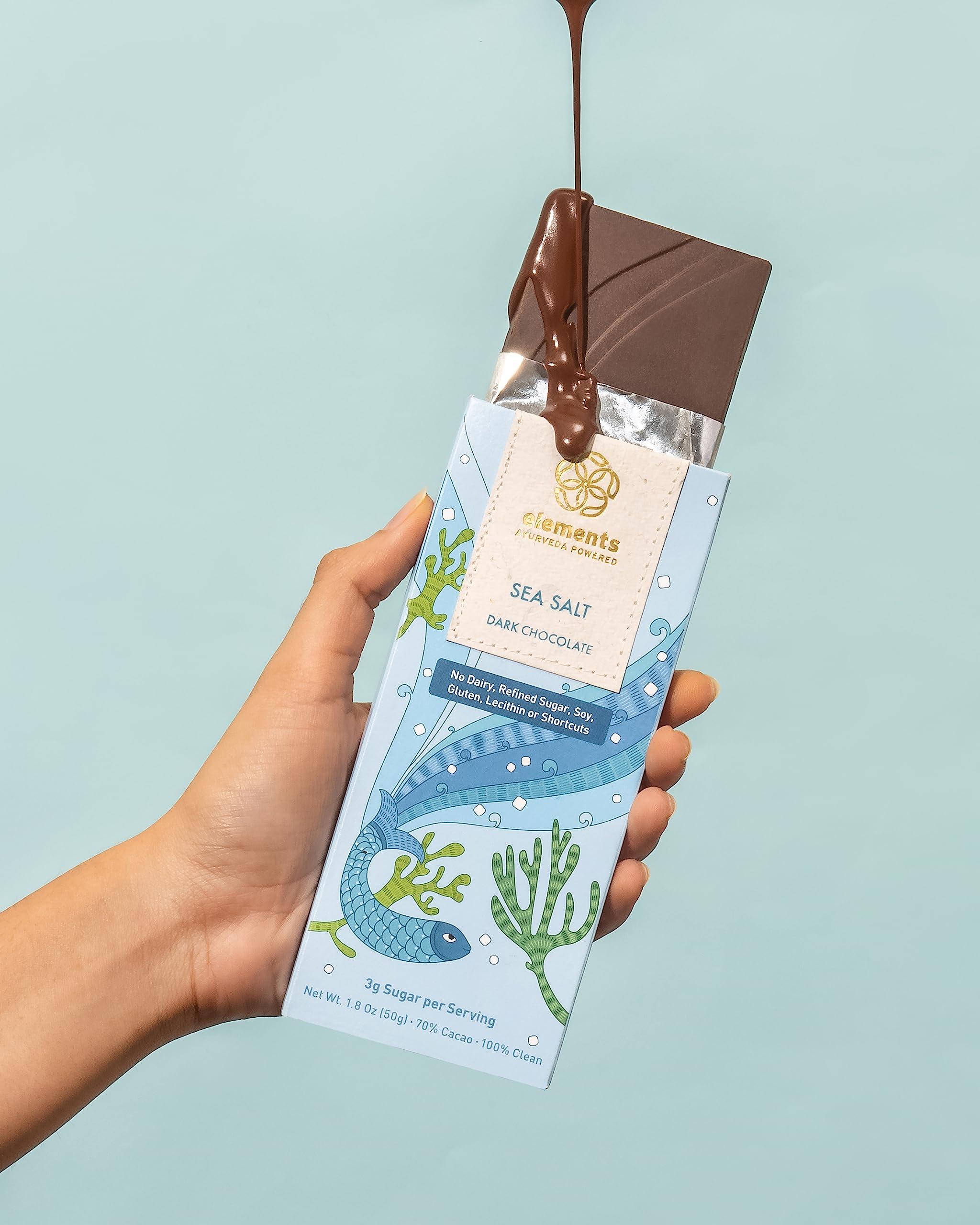 Elements Truffles Elements Truffles Sea Salt Bar w/Turmeric - Heavy Metal Tested- Dairy Free Chocolate Bar - Paleo, Gluten Free, Non-GMO, Raw & Organic Chocolate Bar - Ayurveda Inspired Healthy Chocolate Bar -2 Pack