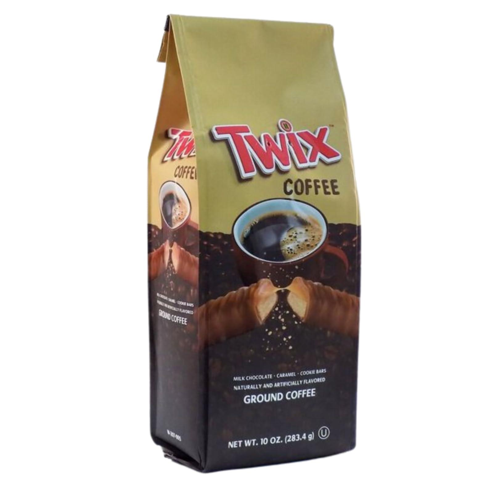 White Coffee Milk Chocolate Caramel Twix Cookie Bar Flavored Coffee, Medium Roast Ground - 10 Ounce (Pack of 6)