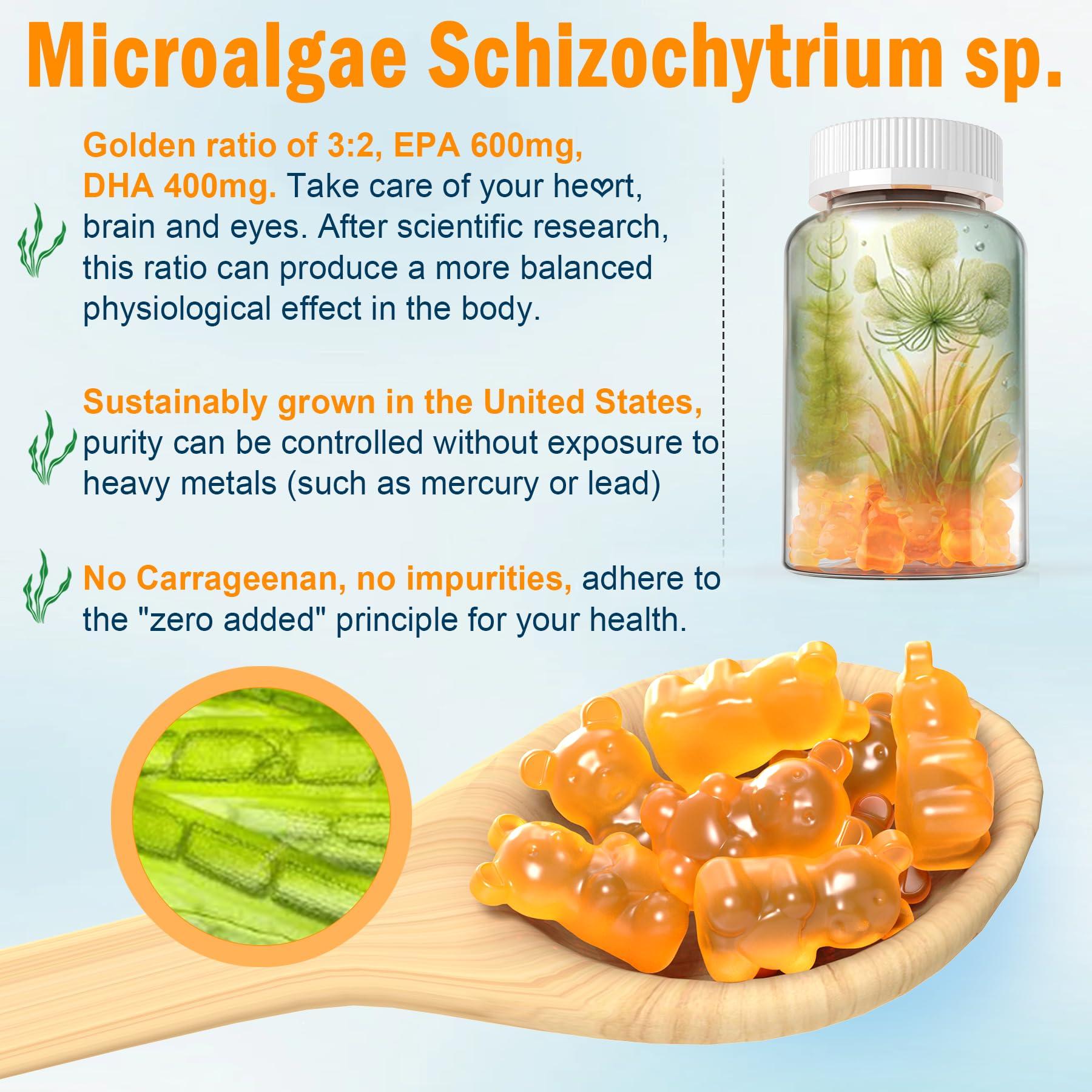 EnvyCure Vegan Omega 3 Gummies 1280mg + Vitamin D3 K2 (MK7), Omega 3 Fish Oil Alternative for Adults, w/Algae EPA 600mg & DHA 400mg, MCT Oil - No Fish Taste - for Brain, Eye, Immune Health, Sugar Free, 2 Pack