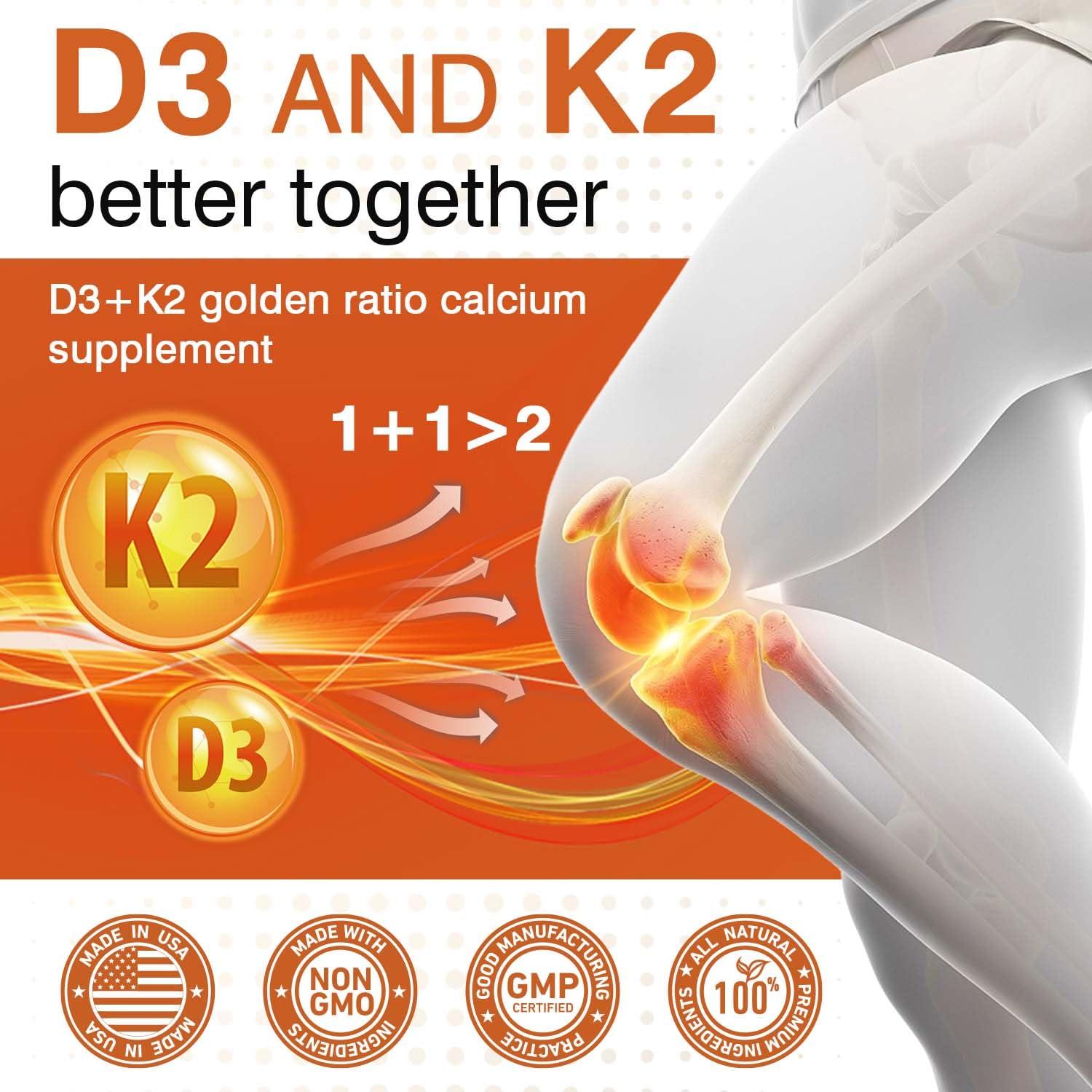 Pslalae Pslalae Vitamin D3 10000 Iu with K2 200 McgK2 Mk-7 with D3 Vitamin Supplement2 in 1 Support Immune, Heart, Joint, Teeth & Bone Health - Easy to Swallow,300 Softgel 2pack