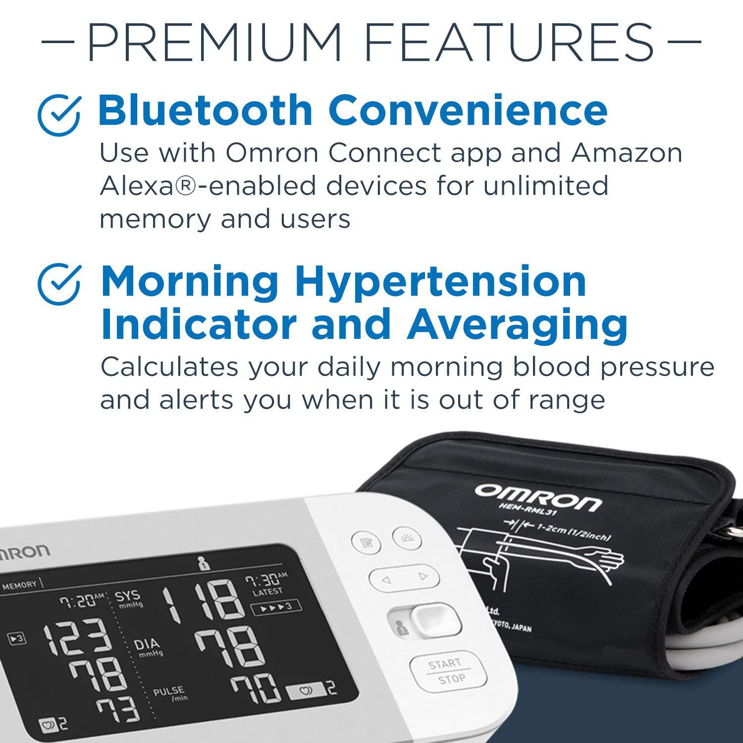 Omron OMRON Platinum Blood Pressure Monitor, Upper Arm Cuff, Digital Bluetooth Blood Pressure Machine, Stores Up To 200 Readings for Two Users (100 readings each)
