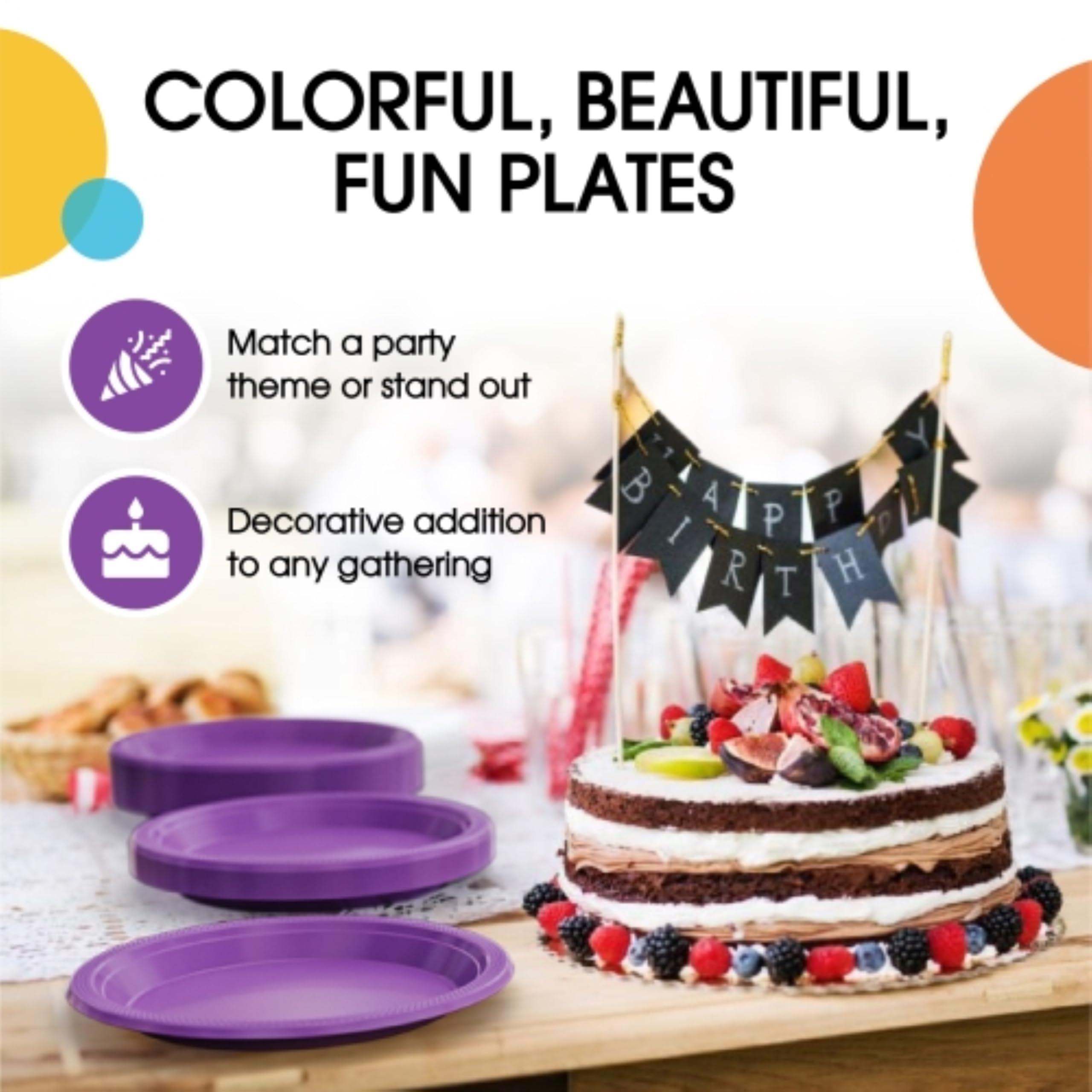 Exquisite Exquisite Purple Plastic Plates Disposable 9\" Purple Plastic Dinner Plates 50 Pcs Purple Disposable Plates Plastic Plates For Party Plates Disposable Heavy Duty 350 GSM Purple Plates For Party