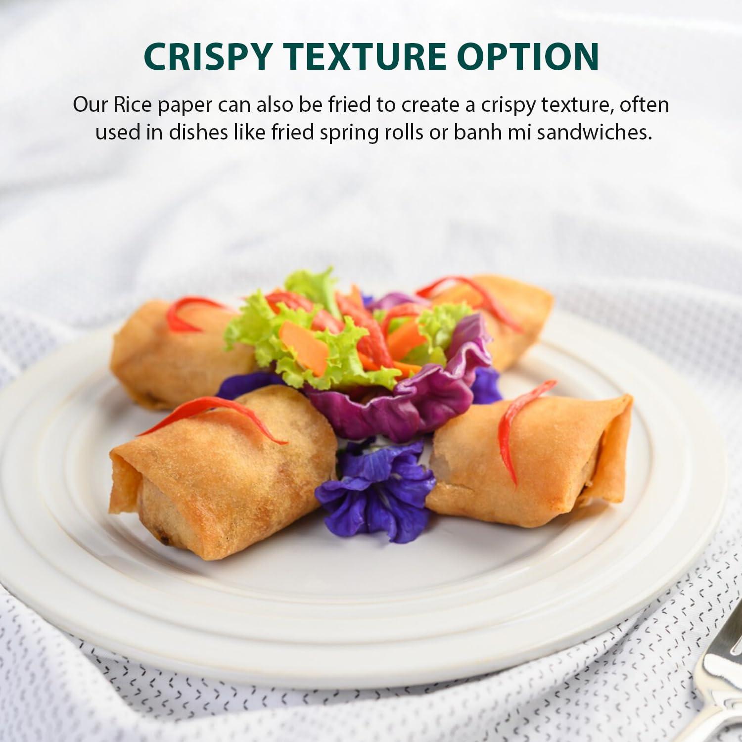 Soeos Soeos Rice Paper, White Rice Paper Wrappers, 1 Pack, 34 Sheets-Fresh Spring Roll Wrappers & Dumplings, Non-GMO, Gluten-Free, Low Carb, Vietnamese Rice Wraps (Round, 22cm)