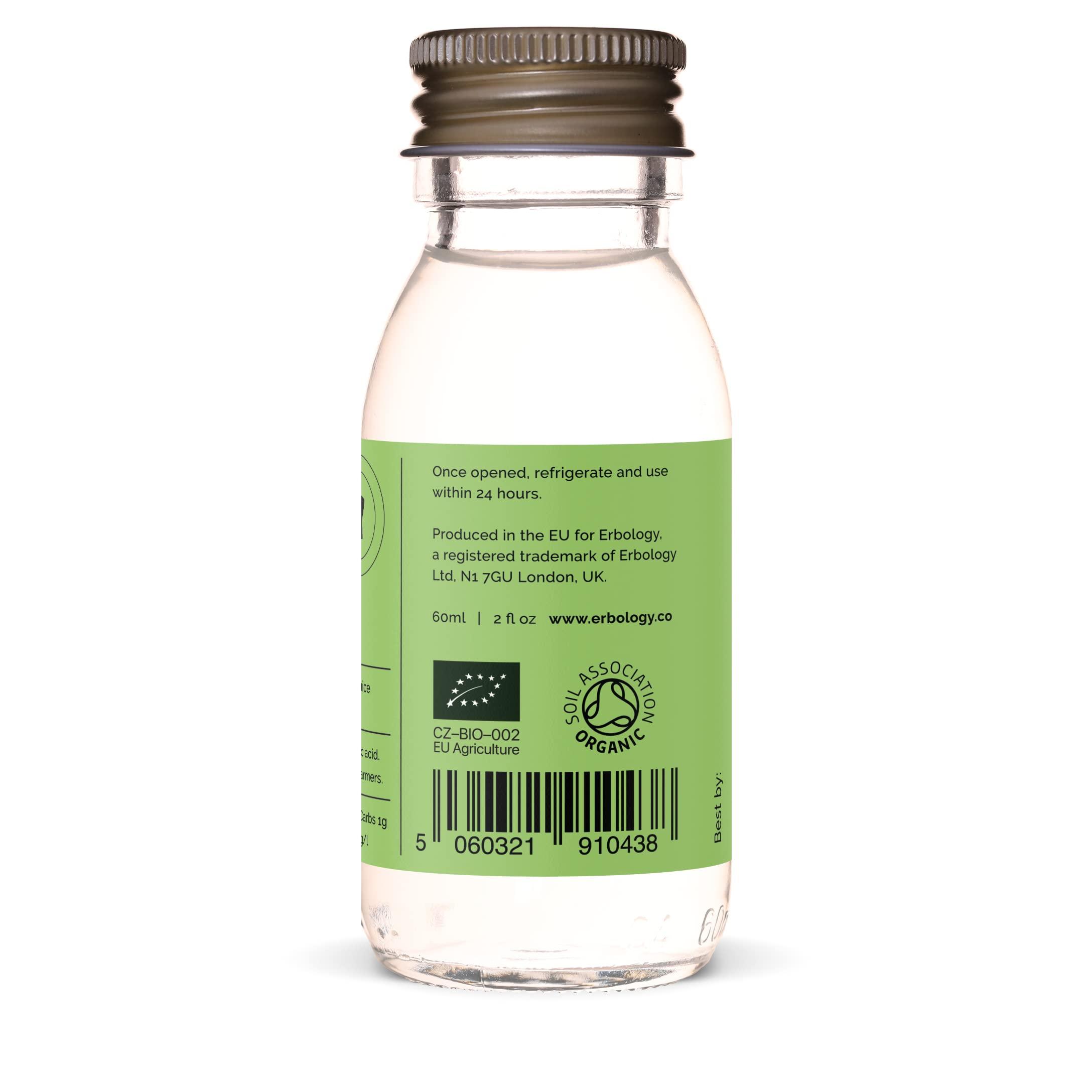 Erbology Erbology Organic Aloe Vera Juice 12 Daily Shots (2 fl oz) - Immunity Support and Detox - from Inner Leaf - Straight from Farm in Spain - Undiluted - No Added Sugar - Non-GMO - Recyclable Glass Bottle