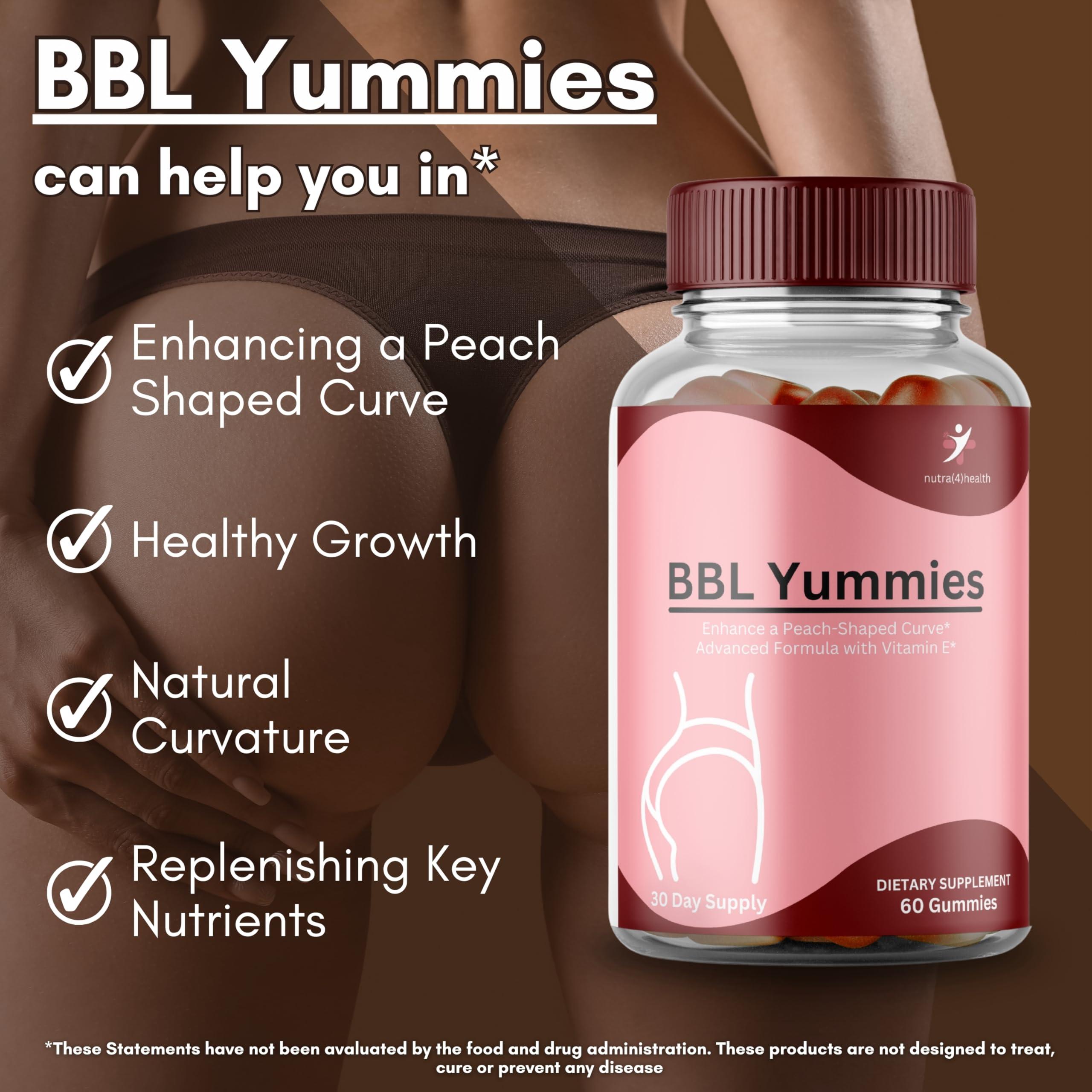nutra4health nutra4health BBL Yummies Butt Gummies Enhancing Gummy Supplement, Big Booty Enhancer, Multivitamin for Women, Glute Boost Vitamins for a Max Gains & Natural Curves, Workout Support, 60 Gummies