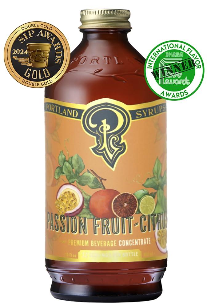 P Portland Syrups Portland Syrups Citrus-Passion Syrup - Craft Tropical Sensations for Cocktails, Mocktails, Soda, and More - 12 oz with 24 Servings (Pack of 2)