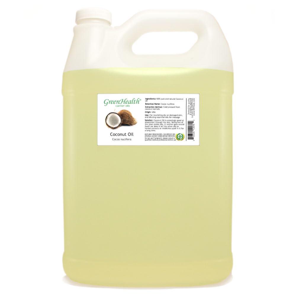 GreenHealth Coconut (Fractionated) Oil - 100% Pure & Natural - 1 Gallon (Bulk Size) - GreenHealth