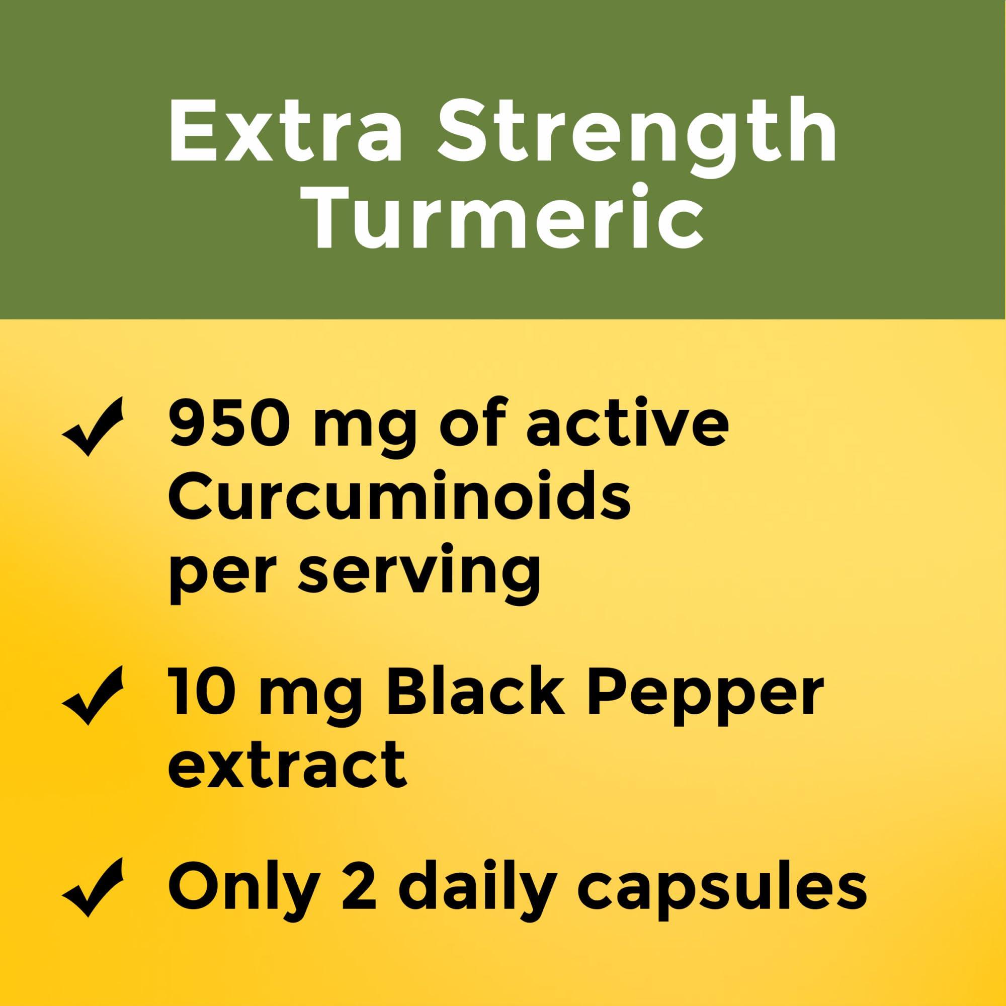 Nature Made Nature Made Extra Strength Turmeric Curcumin with Black Pepper, 1000mg extract (950mg Curcuminoids) per serving, Supports Healthy Inflammation Response, 60 Vegetarian Capsules, 30 Day Supply
