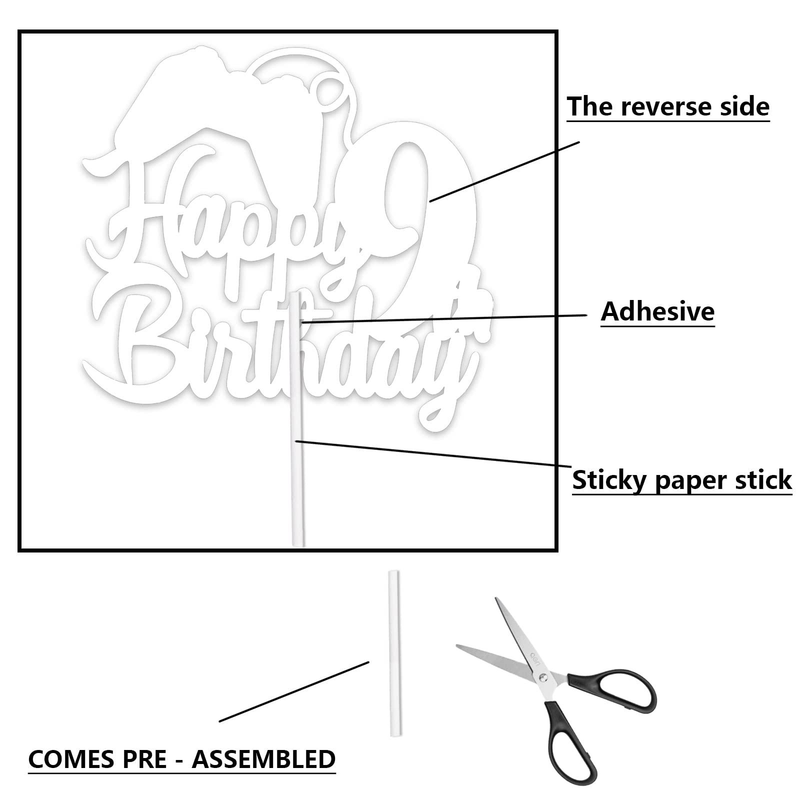 GZBJMYGS Happy 9th Birthday Cake Topper Party Video Games Decorations Black Blue Glitter - Cheers to 9 Years Level Up Theme Game On Winner Supplies for Boys or Girls