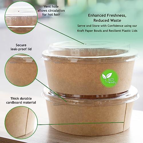 Galashield Galashield Disposable Bowls with Lid | Meal Prep Paper Bowls | To Go Salad Ramen Food Containers with Lids (17 oz - 50 Sets)