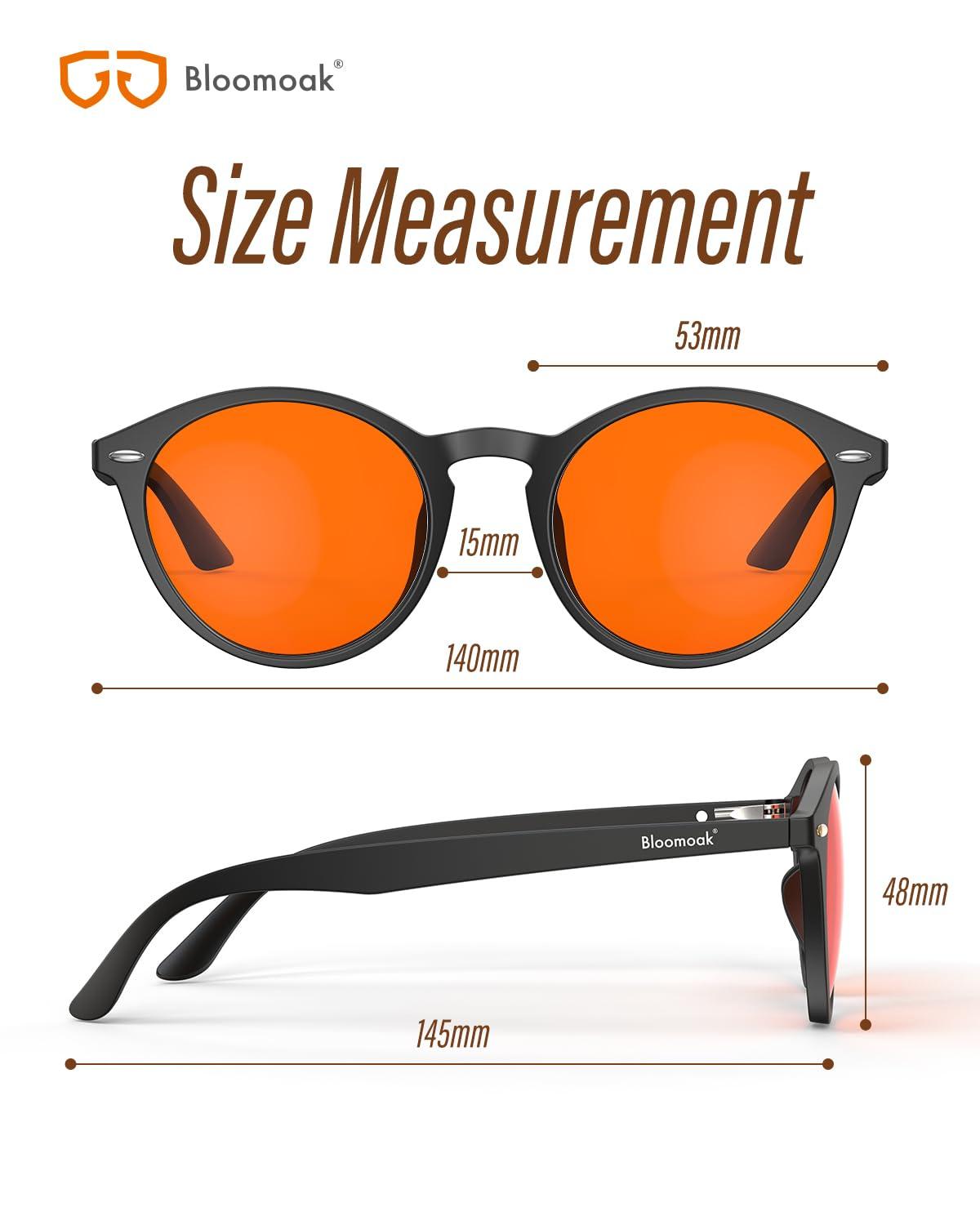 Bloomoak Bloomoak 99% Blue Light Blocking Glasses,Retro Round Glasses,Relieve Eye Fatigue,Improve Sleep,For Screens/Games