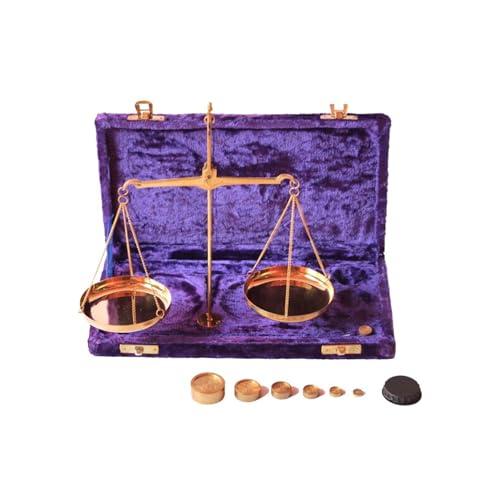 AS BRASS INSTRUMENT Vintage Weighting Scale (tarazu) -Brass Balance Scale-Made in India Gold Scales with Velvet Box