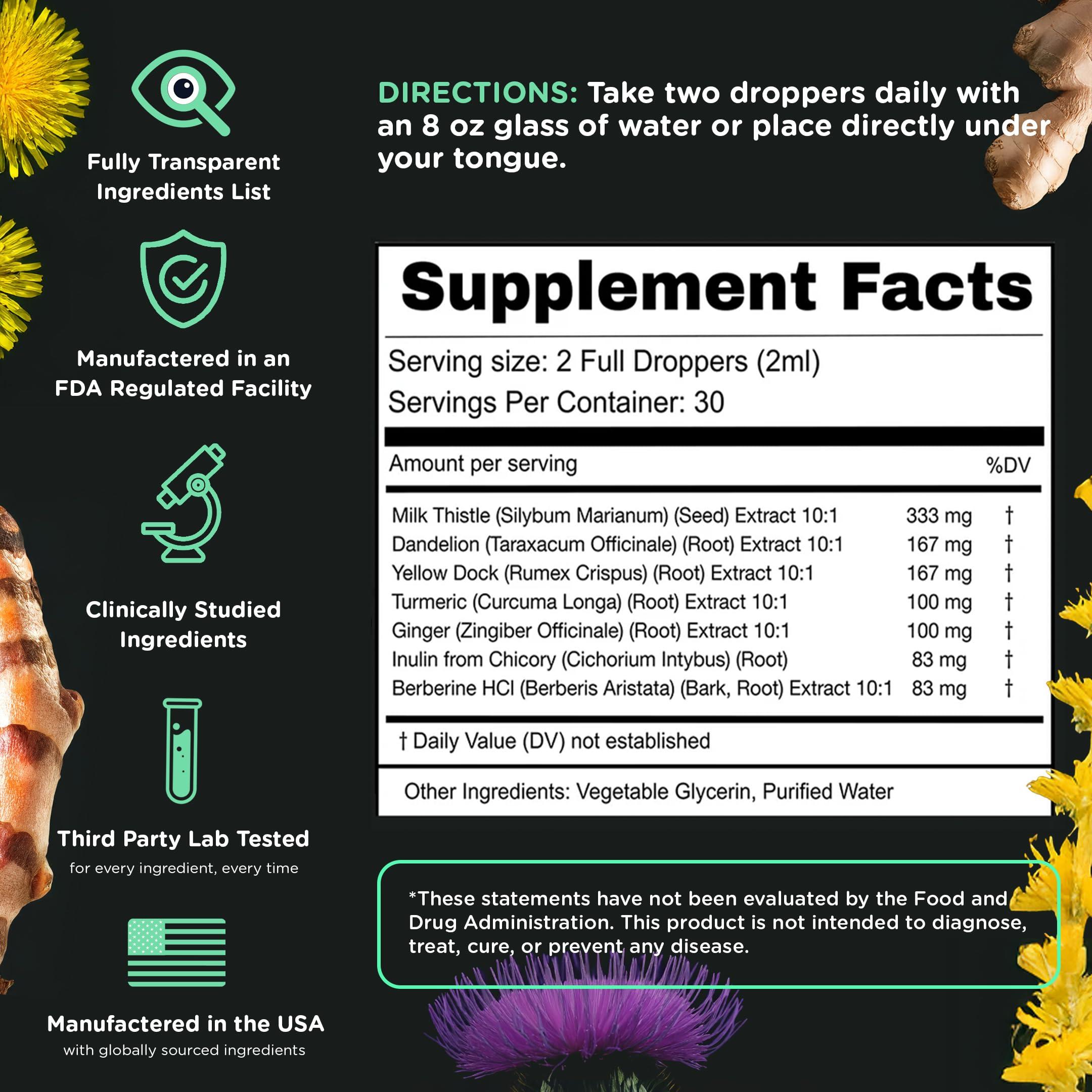 SUPERBONSAI SuperBonsai Super Liver Support with Milk Thistle - All Natural Liver Cleanse Detox & Repair Aid - Doctor-Formulated Liver Supplement - Liquid Herbal Supplements for Liver Health - 1 Month Supply