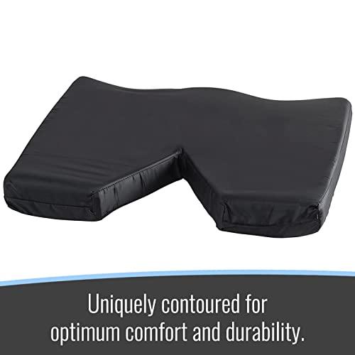 DMI DMI Contoured Foam Coccyx Seat Cushion for Sciatica Back Pain & Tailbone Pain with Nylon Oxford Cover, For Chair or Wheelchair, 18 x 16 x 2 inches, Black