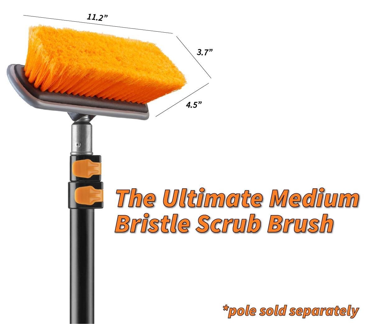 EXTEND-A-REACH Medium Bristle Deck Scrub Brush - Composite Deck Brush Head & Vinyl Siding Brush // Boat Scrub Brush, Roof Brush for Extension Pole // Exterior, Patio & Deck Cleaning Brush (Pole Sold Separately)