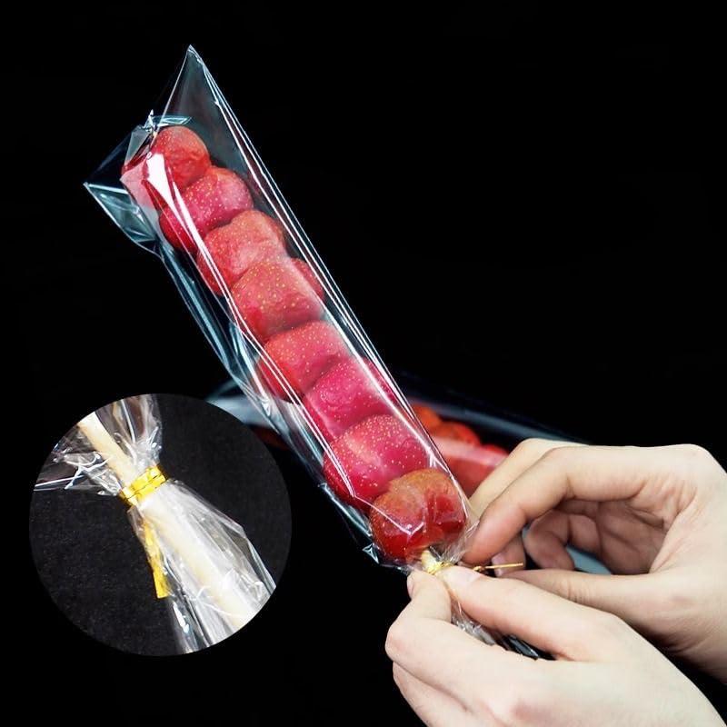 COOLAKE COOLAKE Clear Pretzel Rod Bags, 2.4x10 Inches 200PCs Pretzel Stick Bags, Pretzels Individual Bags with Ties for Wedding Gift Cookie Candy