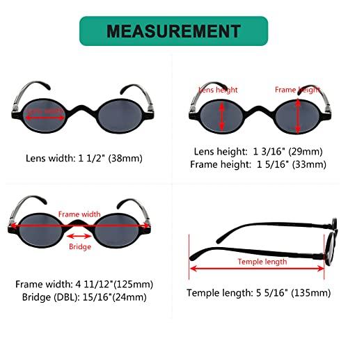 Eyekepper Eyekepper Small Oval Round Reading Sunglasses Vintage Mini Grey Tinted Lens Reader Eyeglasses for Men Women Reading under the Sun with Spring Hinges Grey Frame +4.00