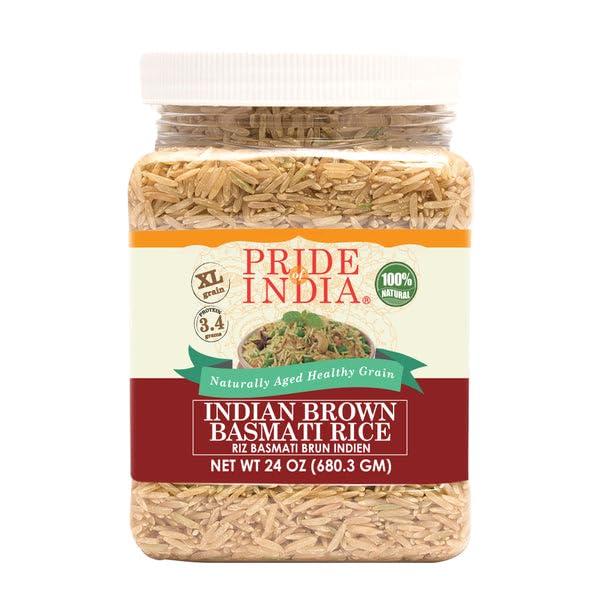 Pride Of India Pride Of India - PACK of 6 - Extra Long Brown Basmati Rice - Naturally Aged Healthy Grain, 1.5 Pound Jar