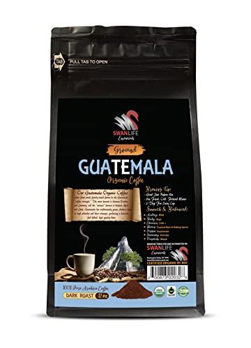 SWAN LIFE ESSENTIALS organic coffee beans - GUATEMALA GROUND COFFEE ORGANIC, arabica, dark roast, low acidity, fair trade - coffee beans from guatemala, 3 Bags (36 Oz)