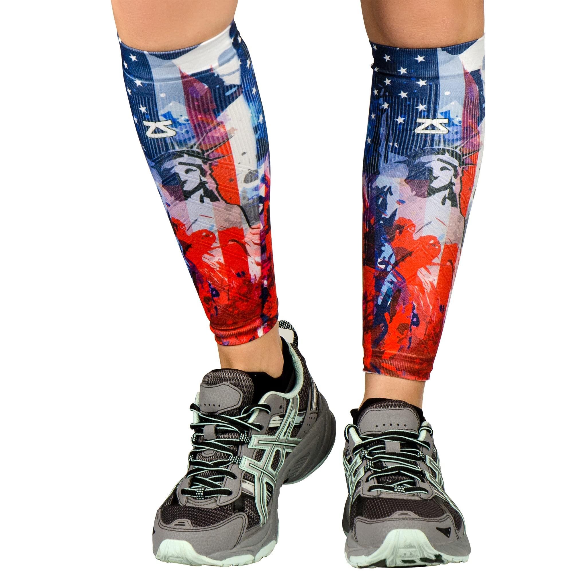 Zensah Zensah Running Leg Compression Sleeves - Shin Splint, Calf Compression Sleeve Men and Women (Liberty, Small/Medium)