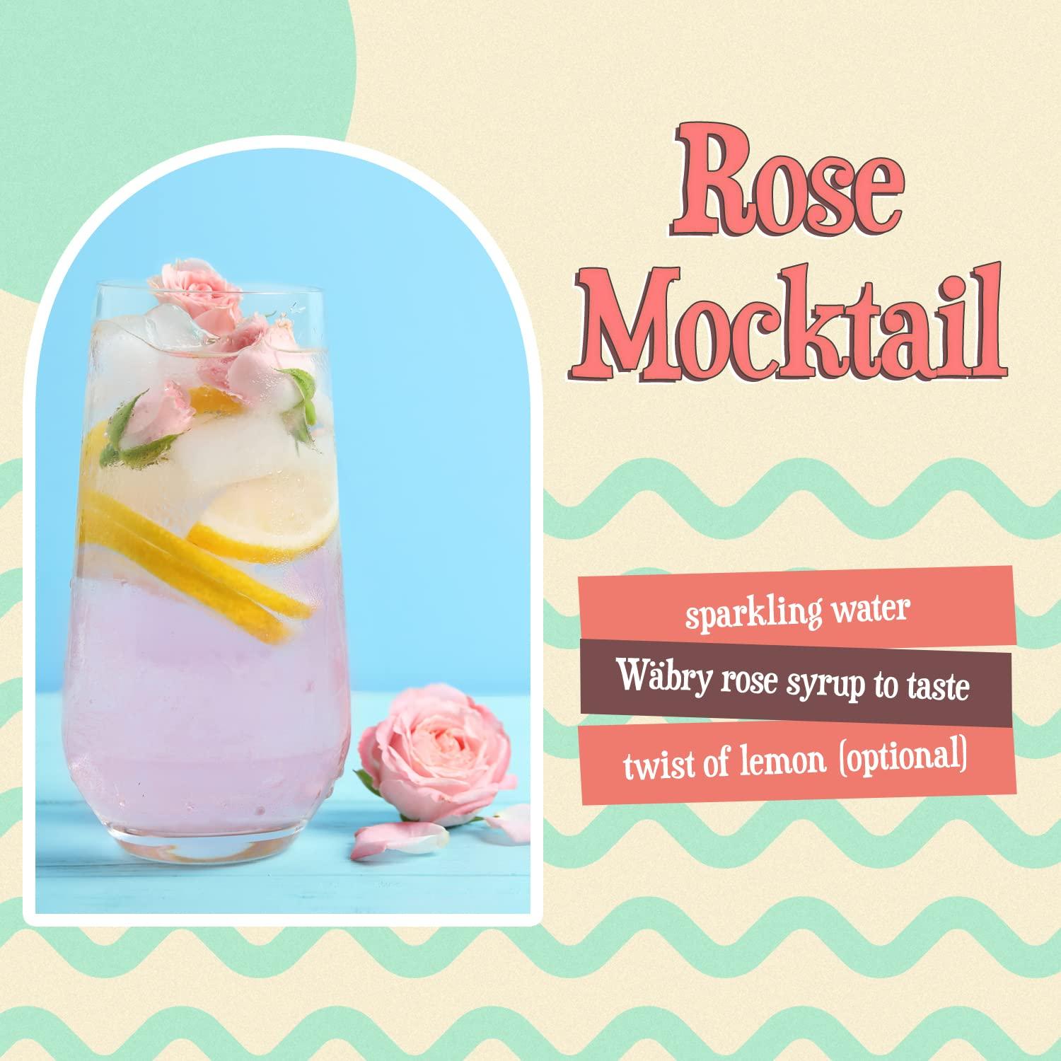 Wabry Wäbry Organic Rose Syrup – 16.4oz (468g), Natural Coffee Syrup, Perfect for Lattes, Tea, Shaved Ice and Soda, Vegan Friendly, Non-GMO, Dye-Free Snow Cone Syrup – BPA-Free Plastic Bottle