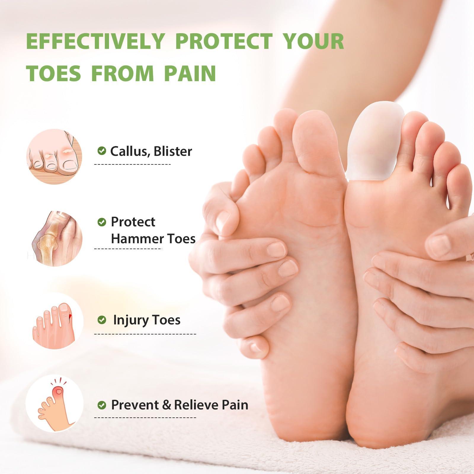 Bukihome Bukihome Gel Big Toe Caps and Protectors - 8 Pack Silicone Toe Protectors with Aloe Vera Extract - Toe Sleeves Cushions for Women & Men - Protect Corns, Blister - Large