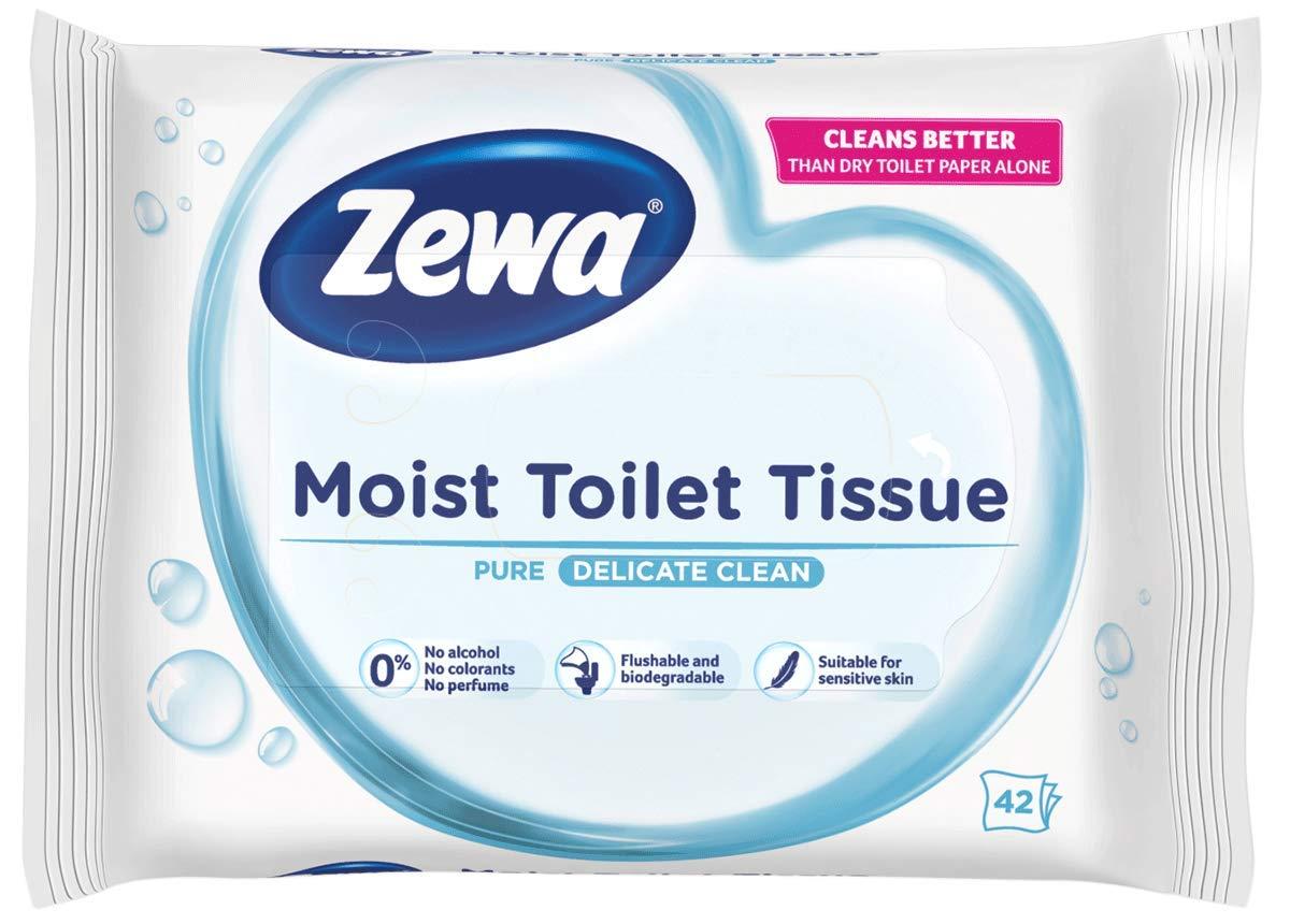 Zewa Zewa Pure Moist Toilet Tissue Wet Paper Soft (Pack of 4)