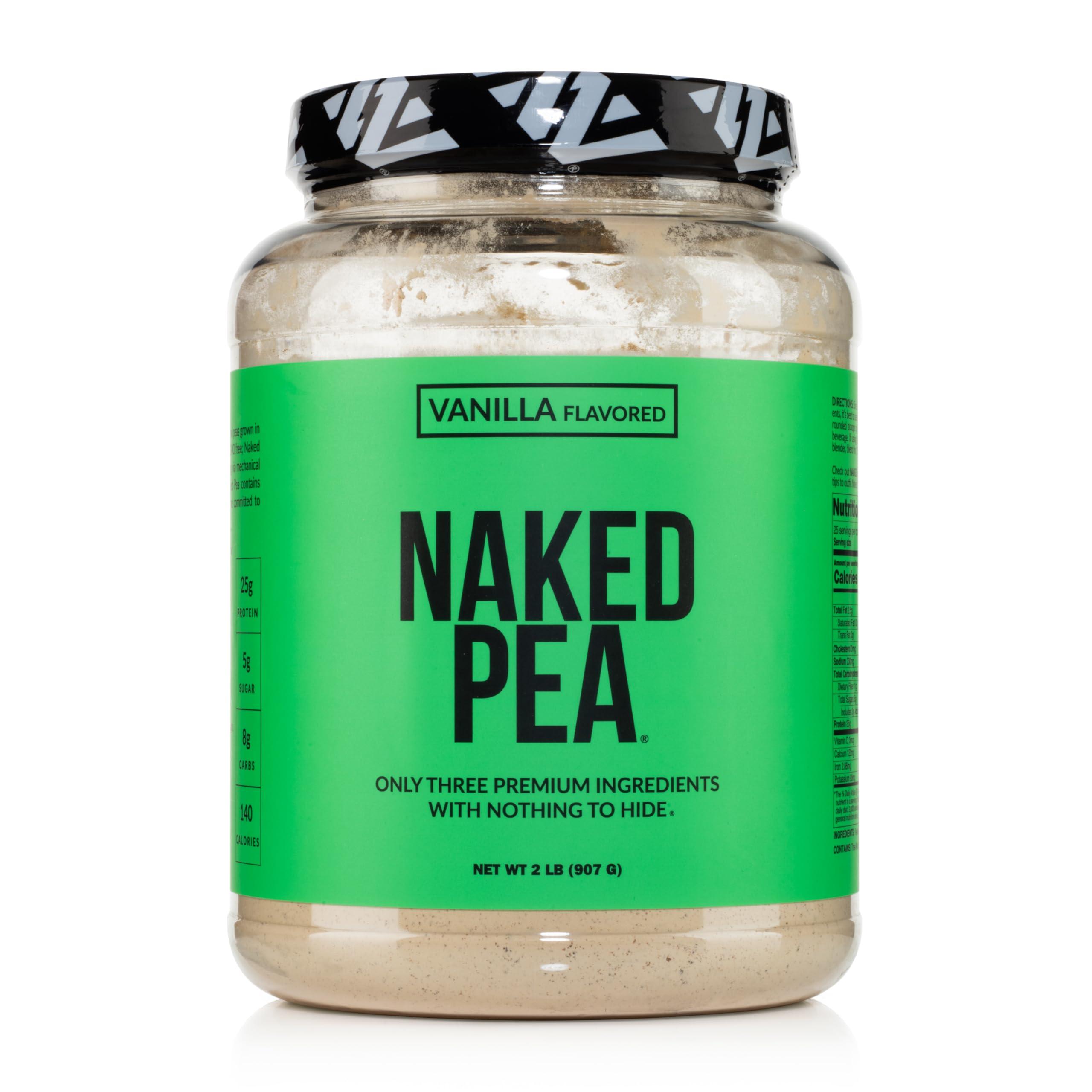 NAKED NAKED Vanilla Pea Protein Isolate from North American Farms, Only 3 Ingredients, Vanilla Vegan Protein, Gluten-Free, Soy Free, GMO Free - 2LB