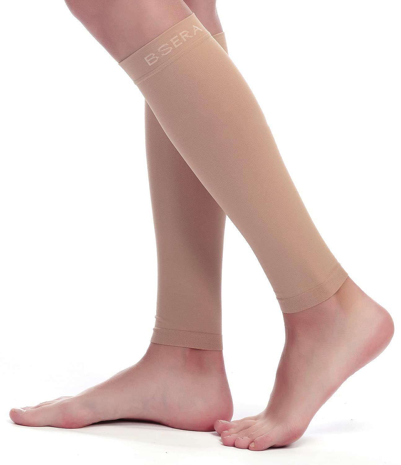 BSERA BSERA Calf Compression Sleeve Women, 2 Pairs 20-30mmHg Footless Compression Socks Stockings for Calf Support, Circulation, Swelling, Shin Splints, Varicose Veins, Recovery
