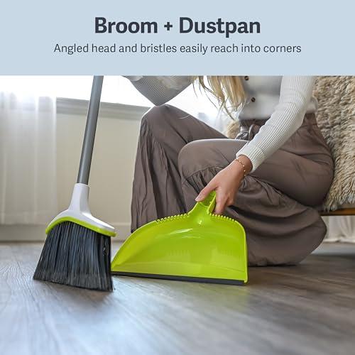 Casabella Casabella Broom & Dustpan Set, 44-Inch Angled Broom with Snap-On Dustpan, Durable Bristles, Innovative Dustpan, Convenient Storage - Perfect for Tile, Wood, and Laminate Floors