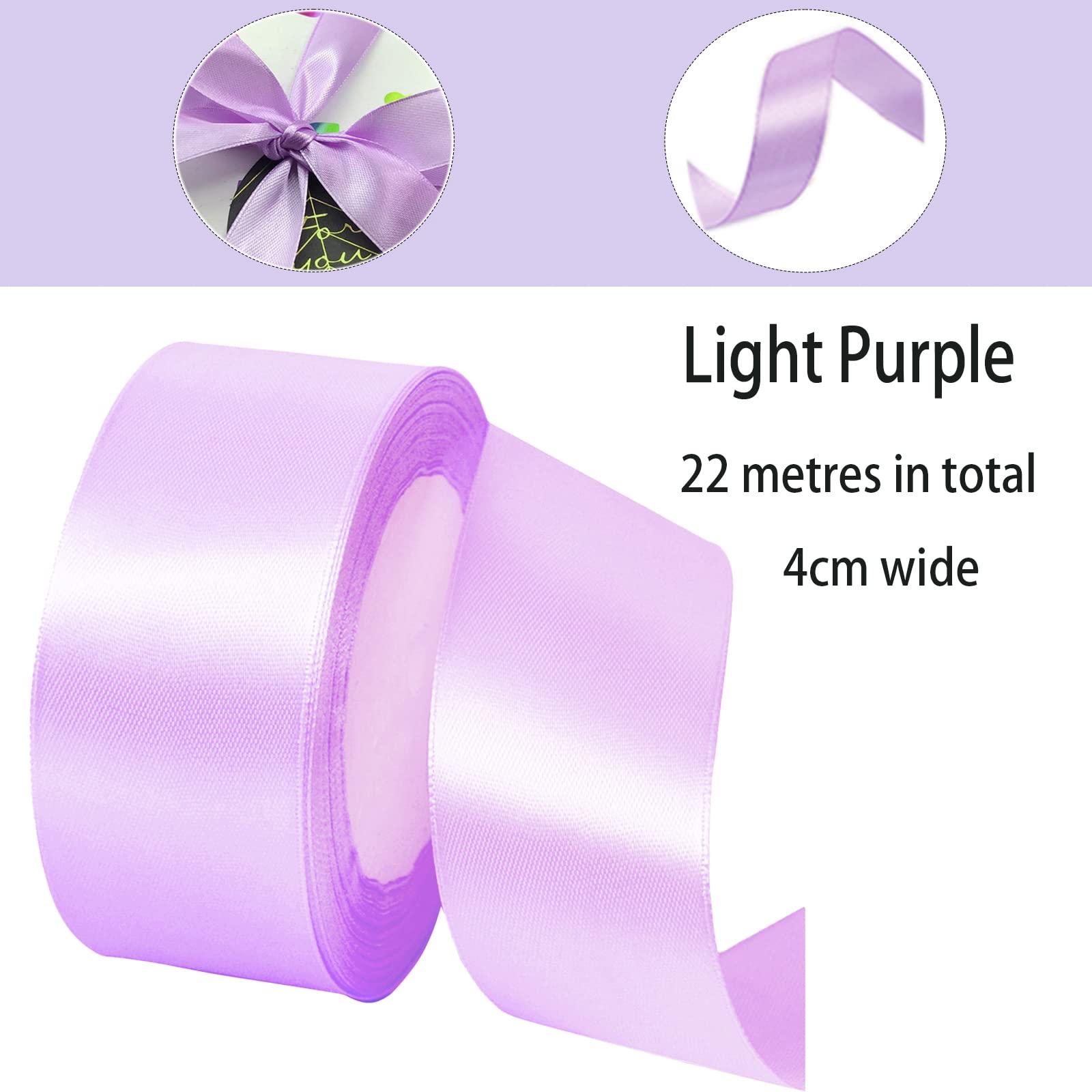 POPOYU Light Purple Wide Satin Ribbon for Gift Wrapping 1-1/2 inch,25Yards Continuous Ribbons Roll,Christmas Gift Ribbon Thick Solid Color Fabric Ribbon for Crafts,Wedding Car,Hair Bow Making,Wreath,Bouquet