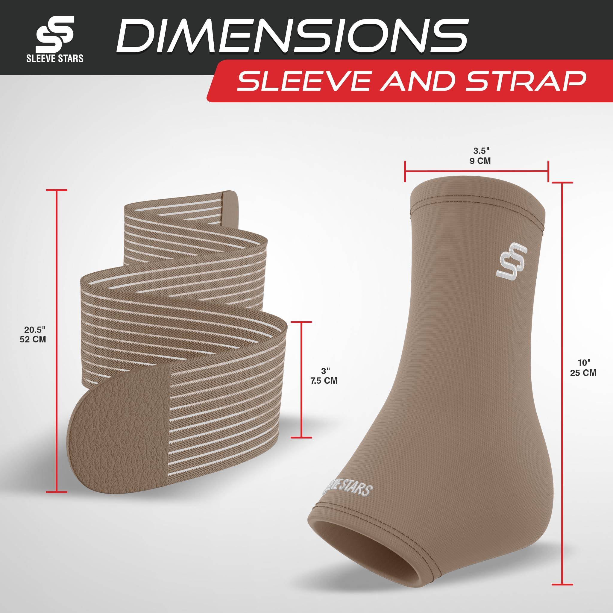 SS SLEEVE STARS Sleeve Stars Ankle Brace for Sprained Ankle, Plantar Fasciitis Relief Ankle Support for Women, Ankle Compression Sleeve w/ Strap (Single/Beige)