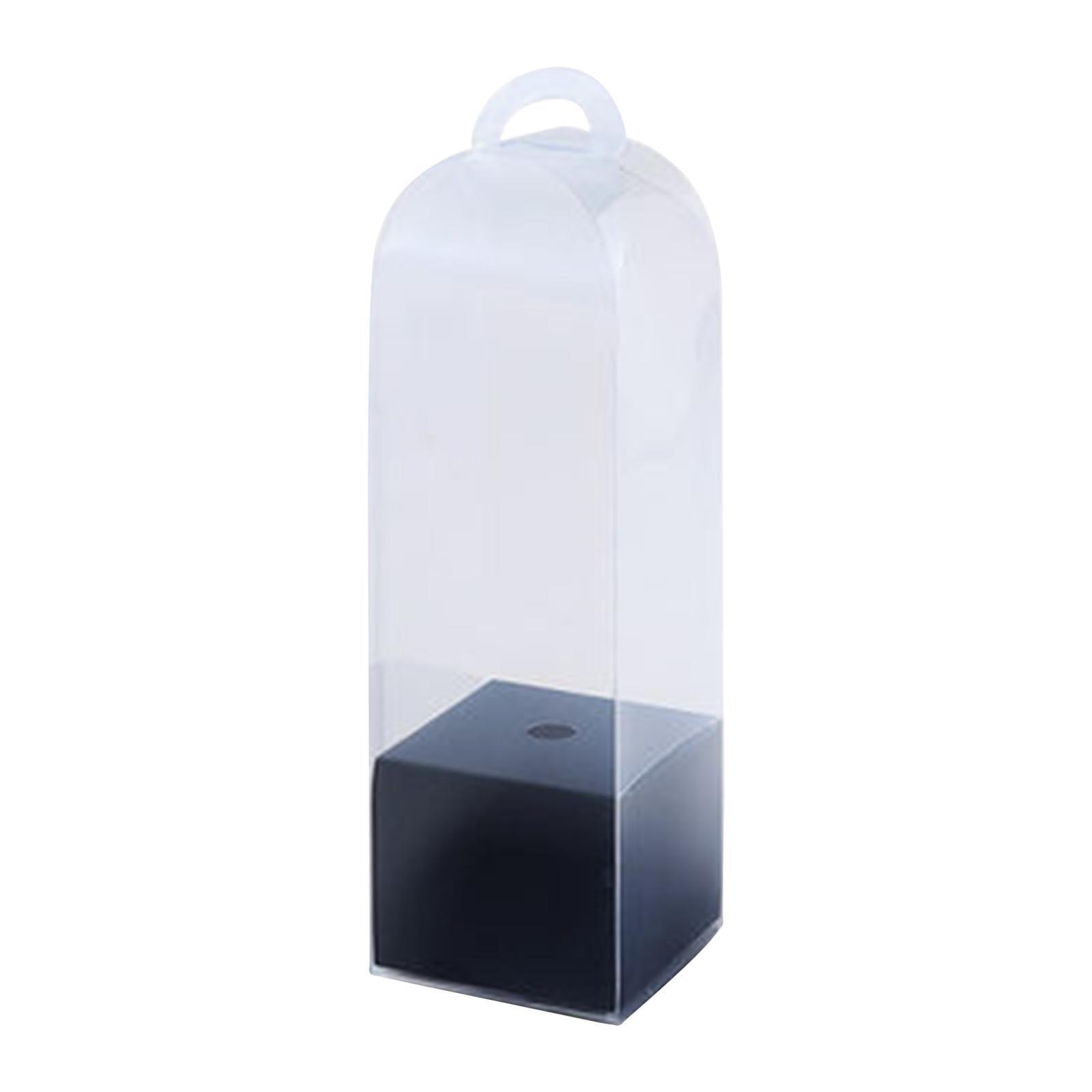 B Baosity 10 Pieces Flower Gift Boxes Single Rose Flower Box Empty with Handle Transparent Reusable Gift Bags Bag Flower Packaging Box for Anniversary, Black
