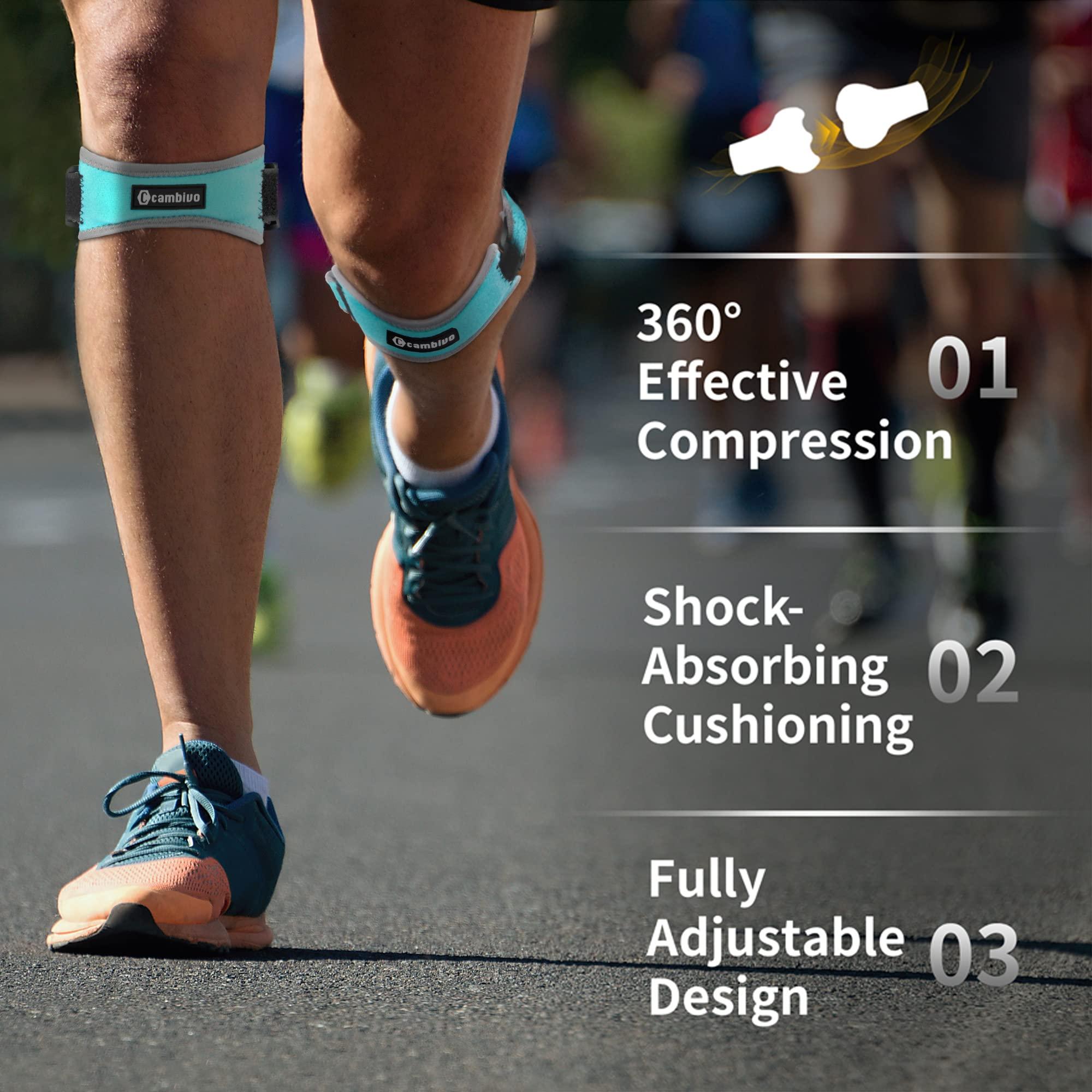 CAMBIVO CAMBIVO Patella Tendon Knee Strap 2 Pack, Adjustable Knee Braces for Knee Pain, Knee Support Band for Running, Hiking, Volleyball, Jumpers Knee, Tennis, Tendonitis (Light Blue