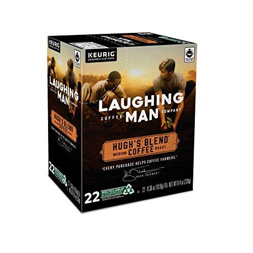LAUGHING MAN Laughing Man Hughs Blend Keurig Recyclable K-Cup Coffee Pods, Single-Serve Fair Trade Medium Roast Arabica Coffee for use with Keurig Coffee Makers, 88 Count (4 Packs of 22)