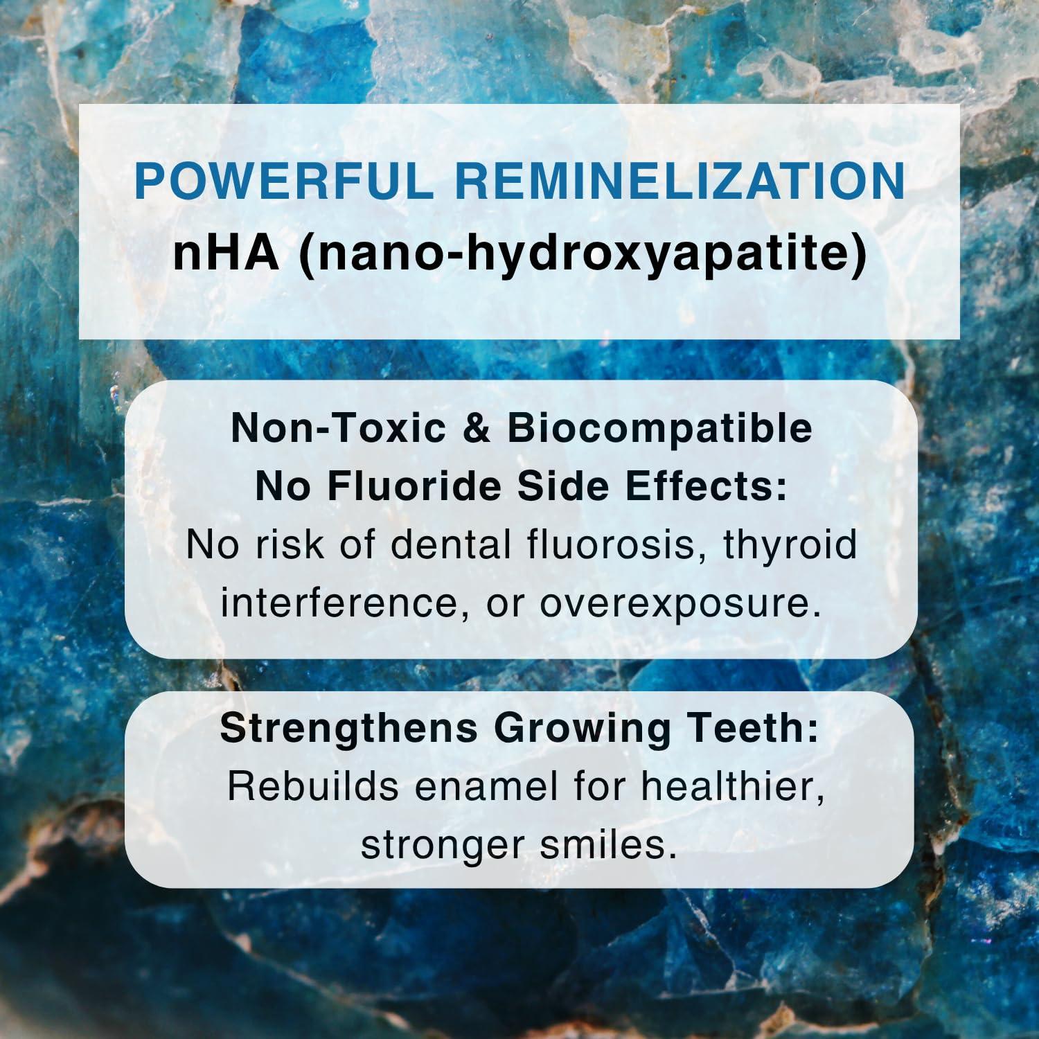 OJOOK OJOOK Kids Fluoride Free Bamboo Salt Toothpaste with nHA - Pure Dew | Nano Hydroxyapatite, Remineralizing, Strengthening Enamel for First Teeth, Safe to Swallow (3oz)