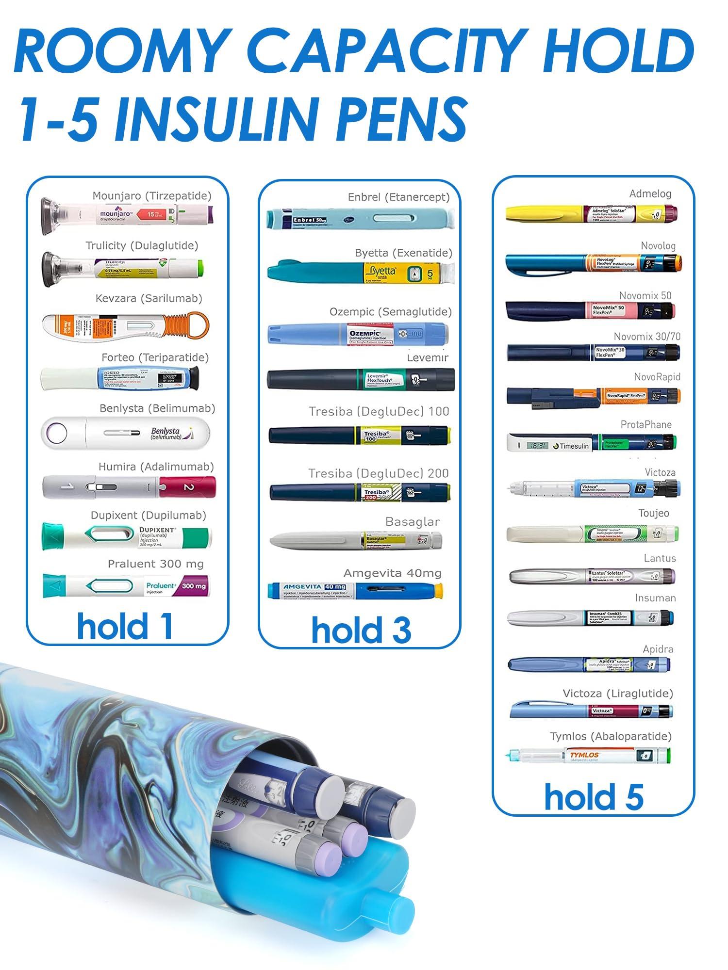 YOUSHARES YOUSHARES 24H Insulin Cooler Travel Case Insulin Pen Cooler Bottle, 1-5 Pens Refrigerated Medicine Travel Case with TSA Approved Ice Pack, Portable Diabetes Travel Case for Long Trip and Daily