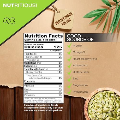 Nut Cravings NUT CRAVINGS - Raw Pumpkin Seeds Pepitas, Unsalted, Shelled, (48oz - 3 LB) Bulk Nuts Packed Fresh in Resealable Bag - Kosher Healthy Snack, Natural Keto Vegan - Ideal for Trail Mixed Nuts