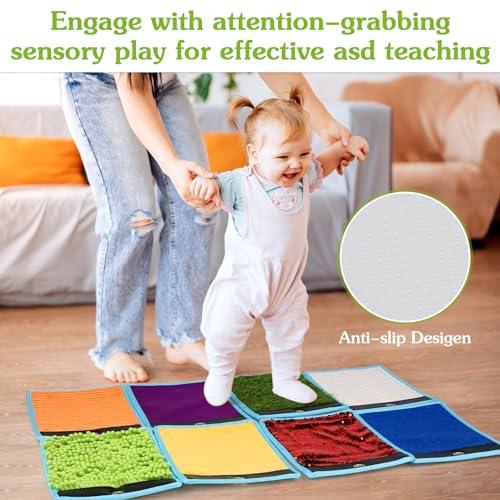 Joyreal Joyreal Sensory Mats for Autistic Children, Sensory Floor Tiles for Kids, Sensory Toys for Tactile Play, Textured Sensory Wall Panel, Bean Bags, Sensory Room Equipment, Baby Toddler Fidgeting Activity