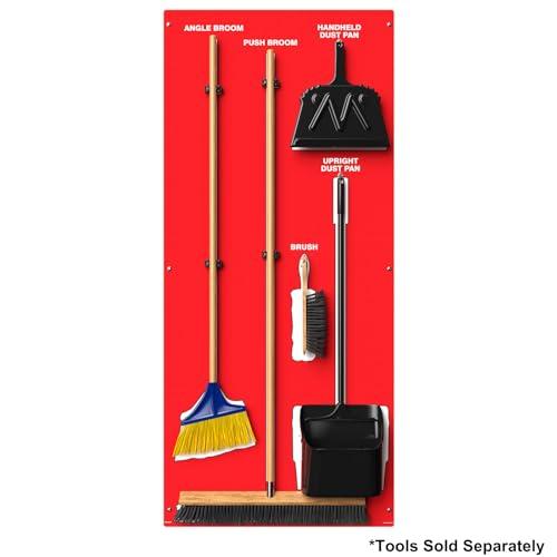 Accuform Clean & Sweep 5S Shadow Board/Wall Mount Broom Holder, 68\" x 30\" Board, 5S Cleaning Station - Board Only, Tools Sold Separately, Made in The USA by AccuformNMC, Red/White, PSB614RDWT
